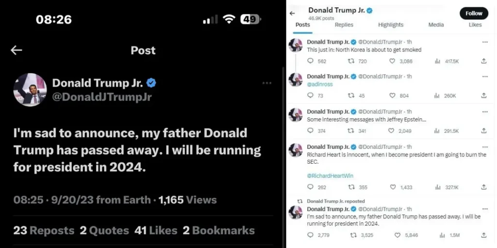 Donald Trump is dead x posts